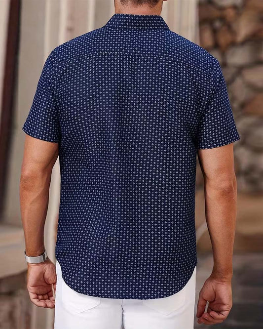 Men's Casual Polka Dot Short Sleeve Shirt